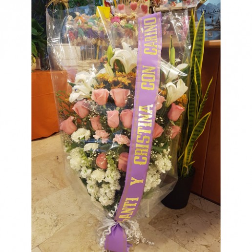 Ramo de difunto rosas rosa y margaritas envio granada