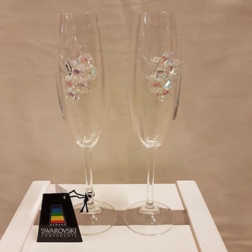 Copas de Champagne de cristal de Murano con Swarovskis