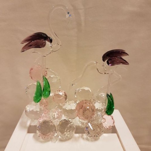 Pareja de flamencos de cristal de Murano